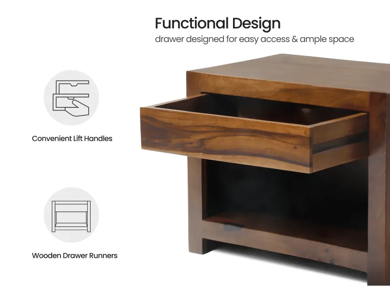 Rio Engineered Wood Queen Bed with Storage With Belle bedside table